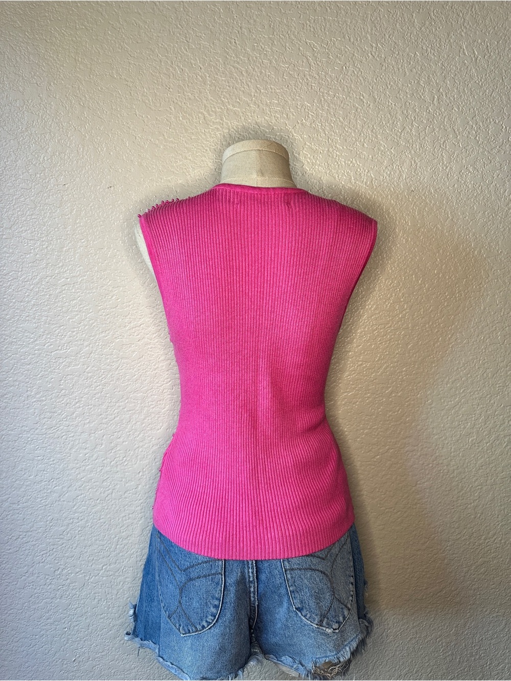 Hot Pink Beaded Sweater Tank - Picture 3 of 8